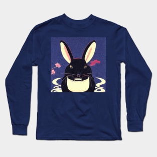 Silver Marten Rabbit in Japanese Retro Nature Botanical Plant Nature Long Sleeve T-Shirt